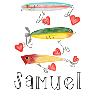 Fishing Lures with Hearts Printed Shirt