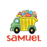 Personalized Valentine Dump Truck with Hearts Printed Shirt