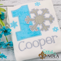 Personalized Birthday Snow Flake Appliqué Shirt