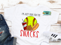 Softball Brother I'm Just Here for the Snacks Printed Shirt