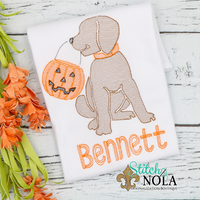 Personalized Halloween Trick or Treating Dog Sketch Shirt