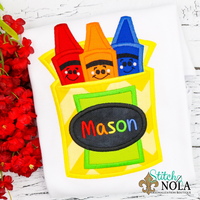 Personalized Back to School Crayons Applique Shirt