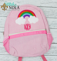 Personalized Seersucker Backpack with Rainbow Applique, Seersucker Diaper Bag, Seersucker School Bag, Seersucker Bag, Diaper Bag, School Bag, Book