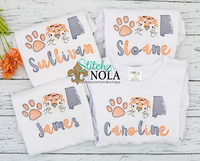 Personalized Orange and Navy Tiger Trio Sketch Shirt