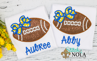 Personalized Glitter Football With Bow Applique Shirt