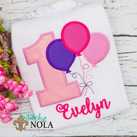Personalized Birthday Balloon Bunch Appliqué Shirt