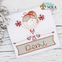 Personalized Toe Touch Cheerleader With Banner Appliqué Shirt