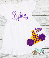 Personalized Cheerleader Megaphone With Pom Poms Appliqué Shirt