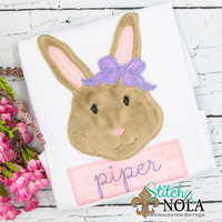 Personalized Easter Bunny Head with Bow & Bow Tie Appliqué Shirt