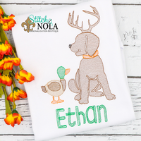 Personalized Lab with Antlers and Duck Sketch Shirt