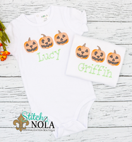 Personalized Halloween Pumpkin Trio Sketch Shirt