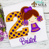 Personalized Birthday Cheerleader Appliqué Shirt