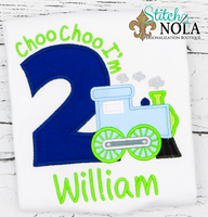 Personalized Choo Choo I'm Two Birthday Train Appliqué
