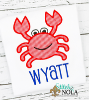 Personalized Gingham Crab Applique Shirt