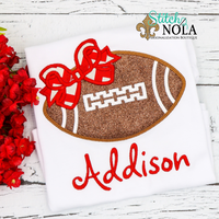 Personalized Glitter Football With Bow Applique Shirt