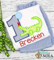 Personalized Birthday Alligator with Balloon Appliqué Shirt