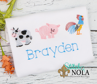 Personalized Farm Animal Trio Sketch Shirt