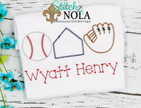 Personalized Baseball Trio Sketch Shirt