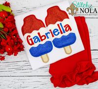 Personalized Split Patriotic Popsicle Applique Shirt