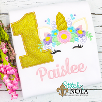 Personalized Birthday Unicorn Appliqué Shirt