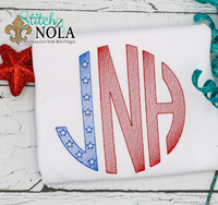 Personalized Patriotic Flag Circle Monogram Sketch Shirt