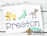 Personalized Zoo Animal Trio Sketch Shirt