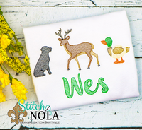 Personalized Hunting Trio Sketch Shirt