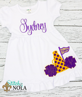 Personalized Cheerleader Megaphone With Pom Poms Appliqué Shirt