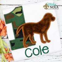Personalized Camo Birthday Dog Appliqué Shirt