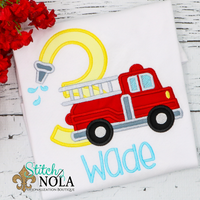 Personalized Birthday Firetruck Appliqué Shirt