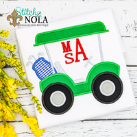 Personalized Golf Cart With Monogram Applique Shirt