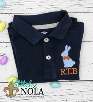 Personalized Easter Bunny with Bow Tie Collared Shirt