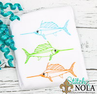 Personalized Marlin Fish Trio Sketch Shirt