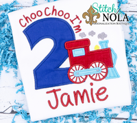 Personalized Choo Choo I'm Two Birthday Train Appliqué