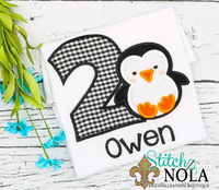 Personalized Birthday Penguin Appliqué Shirt