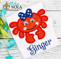 Personalized Crab With Bow Applique Shirt
