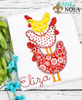 Personalized Stacked Chicken Trio Applique Shirt
