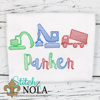 Personalized Construction Vehicle Trio Sketch Shirt