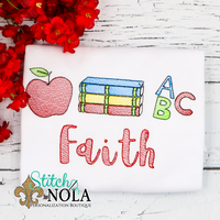 Personalized Back to School Apple and Books ABC Sketch Shirt