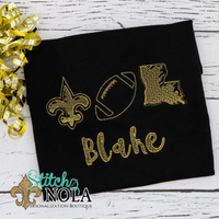 Personalized Black and Gold Trio Sketch on Colored Garment