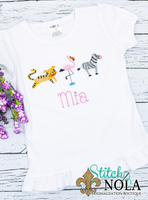 Personalized Zoo Animal Trio Sketch Shirt