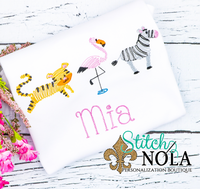 Personalized Zoo Animal Trio Sketch Shirt