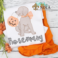 Personalized Halloween Trick or Treating Dog Sketch Shirt