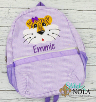 Personalized Seersucker Backpack with Tiger Applique, Seersucker Diaper Bag, Seersucker School Bag, Seersucker Bag, Diaper Bag, School Bag, Book