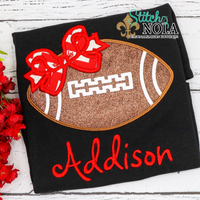 Personalized Football With Bow Applique Colored Garment
