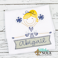 Personalized Toe Touch Cheerleader With Banner Appliqué Shirt