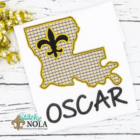 Personalized Louisiana With Fleur De Lis Applique Shirt