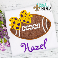 Personalized Glitter Football With Bow Applique Shirt