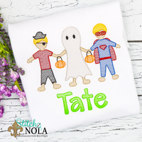 Personalized Halloween Paper Dolls in Costumes Sketch Shirt