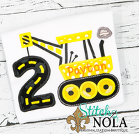 Personalized Construction Birthday Crane Appliqué Shirt